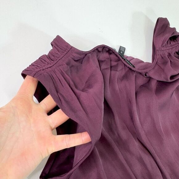 WHBM Midi Dress Womens Small Purple Satin Sleeveless Tiered Flowy Party New - Picture 7 of 11